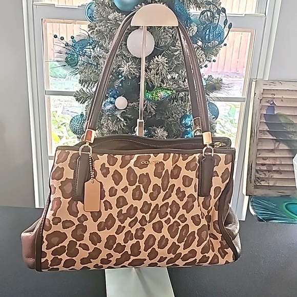 Coach Handbags - COACH MADISON OCELOT/LEOPARD TOTE PURSE 28364 BROWN/MULTICOLOR